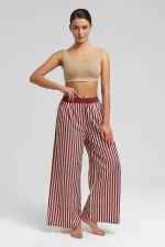 Women's Cotton Poplin Pleated Trousers Burgundy-Pink