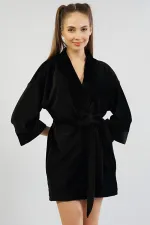Mısırlı Kadın Kadife Sabahlık Siyah