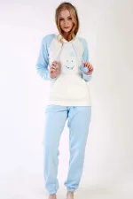 Mısırlı Kadın Polar Uzun Kollu Pijama Takımı Mavi