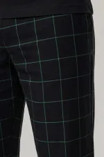 Mısırlı Erkek Pamuk İnce Ekoseli Alt Pijama Siyah-Mint Mısırlı Erkek Pamuk İnce Ekoseli Alt Pijama Siyah-Mint