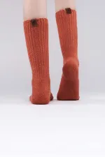 Mısırlı Kadın Pamuklu Havlu Tekli Soket Çorap Kiremit