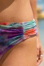 Mısırlı Tül Detaylı Üçgen Brazilian Bikini Takım Mor/Batik