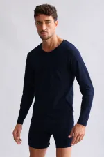 BAMBU HERCULES Slim Fit V Yaka Uzun Kollu Erkek  Fanila Lacivert
