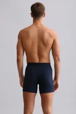 Boxer long SPARTACUS PLUS PERFORMANCE en coton biologique égyptien, bleu marine