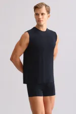 Mısırlı ORGANIC Pamuklu ZEUS LUXURY Regular Fit Bisiklet Yaka Sporcu Atlet / T-Shirt Lacivert