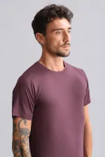 Mısırlı Modal By TENCEL HERCULES Slim Fit Bisiklet Yaka Fanila / T-Shirt Mor