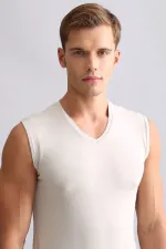 Mısırlı BAMBOO HERCULES Slim Fit V-Neck Athletic Tank Top/T-Shirt Earth Beige