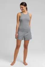 Débardeur camisole pour femme égyptienne, gris chiné