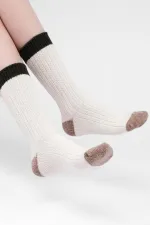 Mısırlı Kadın Kuzu Yünü Tekli Soket Çorap Ekru