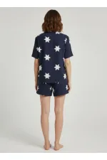 Pamuklu Kısa Kollu Gömlek Şortlu Takım Lacivert