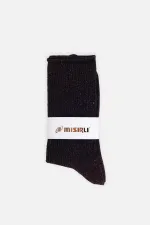 Mısırlı Kadın Bambu Simli Soket Çorap Koyu Kahverengi