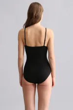 Body noir à fines bretelles SNAP en modal égyptien TENCEL