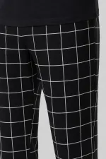 Pyjama égyptien pour homme en coton fin à carreaux noirs