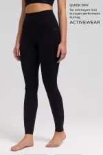 Leggings longs Ottaiva noirs pour femme, vêtements de sport