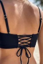Ensemble bikini égyptien noir à col en V, souple et sans bretelles
