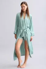 Mısırlı Women's Bamboo Robe, Light Green
