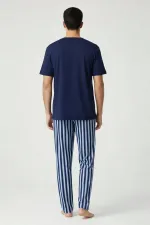 Pamuklu Kısa Kollu Pijama Takım Lacivert