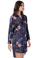 Mısırlı Kadın SATEN Uzun Kollu Gömlek Lacivert