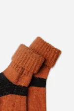 Mısırlı Kadın Alpaka Yünü Kışlık Kıvrık Tekli Soket Çorap Oranj