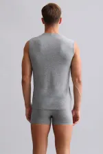 Mısırlı Modal By TENCEL HERCULES Slim Fit V-Neck Athletic Tank Top / T-Shirt Grey Melange