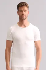 Mısırlı BAMBU TERMAL Bisiklet Yaka Fanila / T-Shirt Ekru