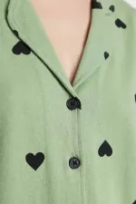 Ensemble chemise et short en coton pour femme, vert clair, style égyptien