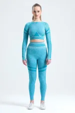 Mısırlı Kadın Kalça Toparlayıcı Çemberli Crop-Tayt Takım Petrol Yeşili
