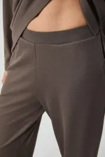 Mısırlı Kadın Pijama Takımı Kahverengi