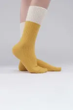 Mısırlı Kadın Soft Peluş Termal Tekli Soket Çorap Sarı
