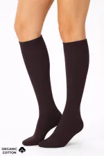 Chaussettes hautes unisexes en coton biologique égyptien, style aviateur et pilote, avec technologie de serrage spéciale, violettes.