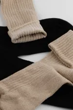 Chaussettes courtes en cachemire égyptien pour homme, 2 paires, noir/beige