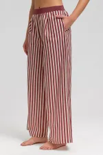 Women's Cotton Poplin Pleated Trousers Burgundy-Pink