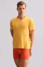 Mısırlı ORGANIC Cotton ZEUS LUXURY Regular Fit V-Neck Undershirt/T-Shirt Mustard