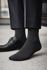 Erkek Organik Pamuklu Kışlık 4 Çift Soket Çorap Antrasit