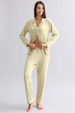 Chemise égyptienne à manches longues en modal, vert sauge