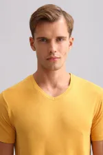 Mısırlı ORGANIC Cotton ZEUS LUXURY Regular Fit V-Neck Undershirt/T-Shirt Mustard