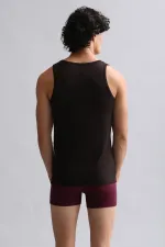 Mısırlı Modal By TENCEL HERCULES Slim Fit Basic Tank Top Brown