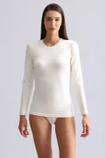 Débardeur/sweat-shirt à manches longues et col rond en modal égyptien TENCEL BRITT, écru