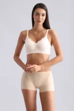 Mısırlı Lazer Kesim Yüksek Bel Görünmez Şort Külot Ten