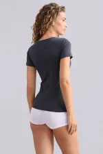 Débardeur/T-shirt à col rond vert en modal égyptien TENCEL VICTORIA