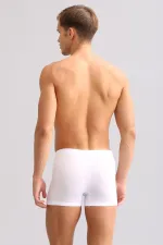 Mısırlı BAMBOO ZEUS LUXURY Regular Fit Boxer Shorts with Metal Emblem, White