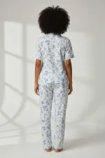 Pamuklu Kısa Kollu Tişört Pantolon Takım Beyaz