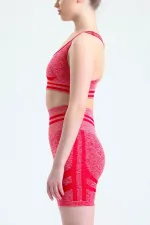 Mısırlı Kadın Kalça Toparlayıcı Çemberli Bralet-Şort Tayt Takımı Kırmızı