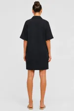 Robe tunique noire à manches courtes pour femme égyptienne
