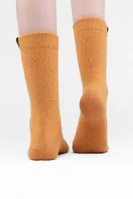Mısırlı Kadın Kuzu Yünü Tekli Soket Çorap Safran