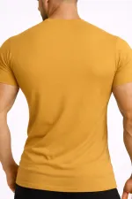 Mısırlı ORGANIC Pamuklu HERCULES Slim Fit Bisiklet Yaka Fanila / T-Shirt Hardal