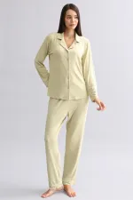 Chemise égyptienne à manches longues en modal, vert sauge