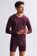 BAMBU HERCULES Slim Fit V Yaka Uzun Kollu Erkek  Fanila Mor
