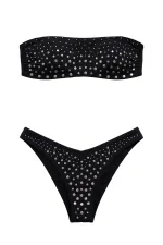 Mısırlı Zımba Detaylı Straplez Bikini Takım Siyah