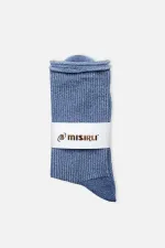 Mısırlı Kadın Bambu Simli Soket Çorap Mavi